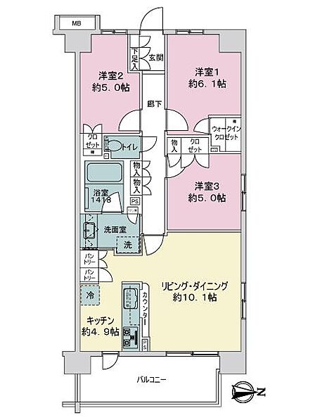 3LDK 間取り