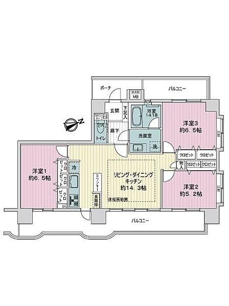 3LDK 間取り