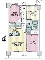 ライオンズガーデン魚崎壱番館 2SLDKの間取図画像
