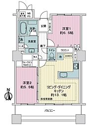 ライオンズタワー神戸旧居留地 2LDKの間取図画像