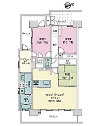 アルファステイツ佐古一番町 3SLDKの間取図画像