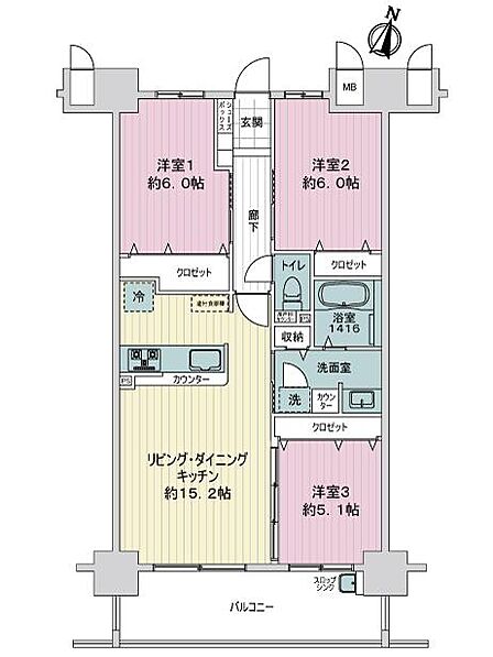 3LDK 間取り