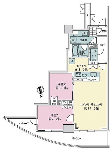 2LDK 間取り