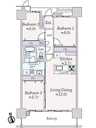 サーパス神宮参道レジデンス 3LDKの間取図画像
