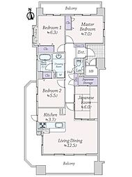 D'クラディア宮崎コートブルク 4LDKの間取図画像