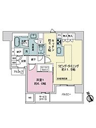 プラウドシティ金沢 1LDKの間取り