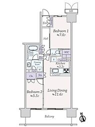 プレミスト郡山StationCross 2LDKの間取図画像