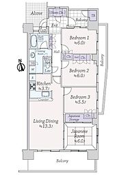 サーパス桜づつみ公園 4LDKの間取図画像