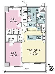 アンシア市川ザ・レジデンス 2LDKの間取図画像