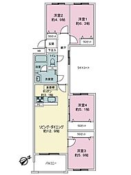 ハウスオブリザ大東公園 4LDKの間取図画像