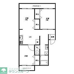 第3ヒロカネビル 2LDKの間取図画像