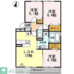 Ott's南片江A 3LDKの間取図画像