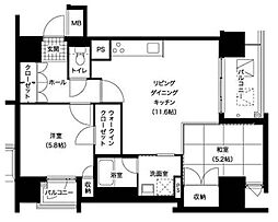 レジディア西新 2LDKの間取図画像