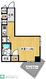 天神エクセル12 ワンルームの間取図画像