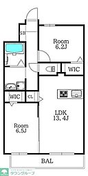 MODERN ASPIRATION 西新クアルト 2LDKの間取図画像