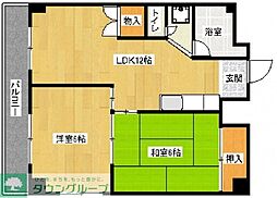 東峰マンション第2薬院 2LDKの間取図画像