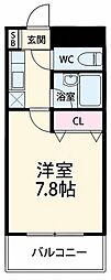ステイタスマンション大橋 1Kの間取図画像