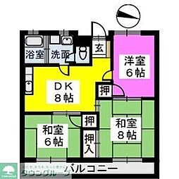 コーポのなか 3DKの間取図画像