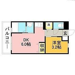 リード桜坂 1Kの間取図画像