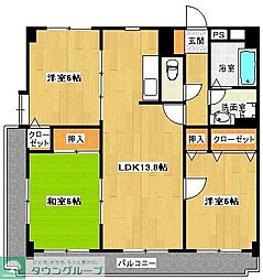 リバーウインズ室見 3LDKの間取図画像