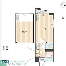 ハックベリー平和 1Kの間取図画像