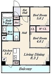 福岡市中央区港2丁目マンション 2LDKの間取図画像