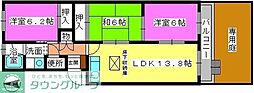 サンハイツやひろ 3LDKの間取図画像