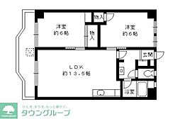 横尾ビル1 2LDKの間取図画像
