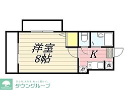 ルピナス西新 1Kの間取図画像