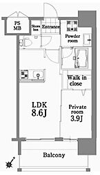エンクレスト天神サイド 1LDKの間取図画像
