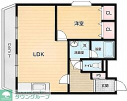 朝日プラザ天神 1LDKの間取図画像
