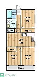 三愛荒江マンション 3LDKの間取図画像