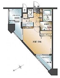 エンクレスト天神2 1Kの間取図画像