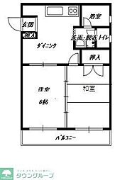シャローム姪浜 2DKの間取図画像