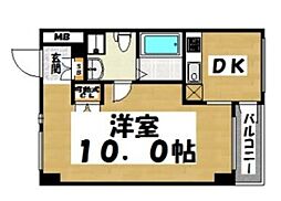 KDXレジデンス西新 1DKの間取図画像
