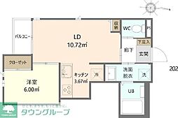 シャルマン今宿 1LDKの間取図画像