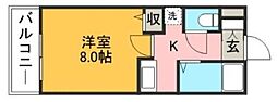 ダブルーン8桜坂 1Kの間取図画像