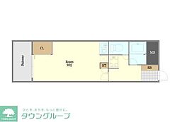 大蔵ビル桜坂 ワンルームの間取図画像