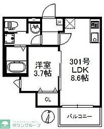 サンミライ今宿駅前 733 1LDKの間取図画像