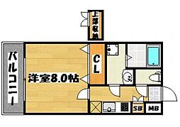 クレスティアステージア天神 1Kの間取図画像