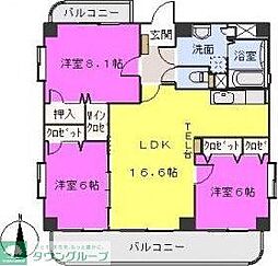 リバーサイド弥生 3LDKの間取図画像