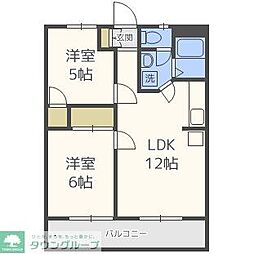 三愛室見マンション 2LDKの間取図画像