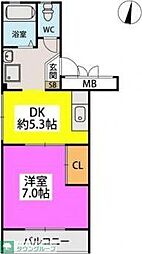 パークサイドM.B 1DKの間取図画像