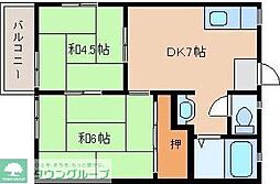 エリーナ鳥飼 2DKの間取図画像