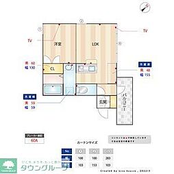 カトラス天神南 1LDKの間取図画像