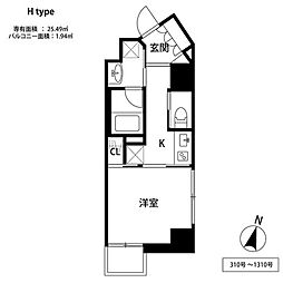THE天神シティ 1LDKの間取図画像