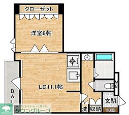 ガイアコート赤坂浄水 1LDKの間取図画像