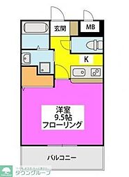 オルレアン友泉亭 1Kの間取図画像