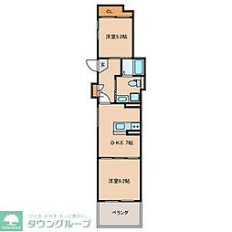PARKSIDEGARDEN 2DKの間取図画像