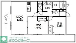 サンロージュ薬院駅前 2LDKの間取図画像